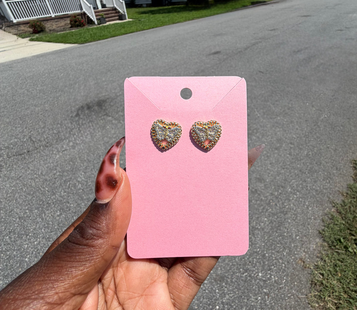 Heart + Bow Stud Earrings